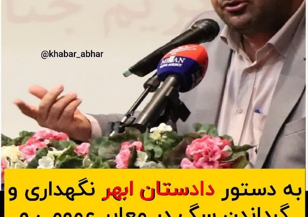 به دستور دکتر بختیاری ، دادستان عمومی و انقلاب شهرستان ابهر نگهداری و گرداندن سگ در معابر عمومی و خودروها ممنوع است